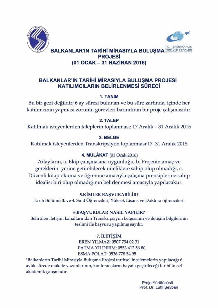 Balkanlar’ın Tarihi Mirasıyla Buluşma - II [Başvuru]